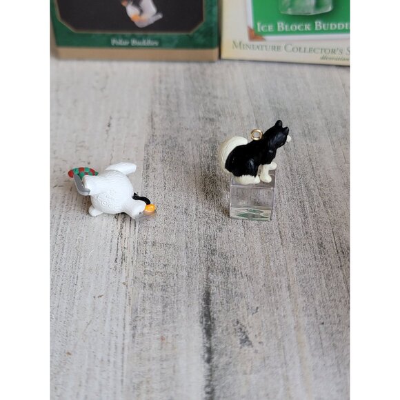 Hallmark ice buddies penguin polar bear‎ miniature ornament Xmas set - Picture 5 of 5